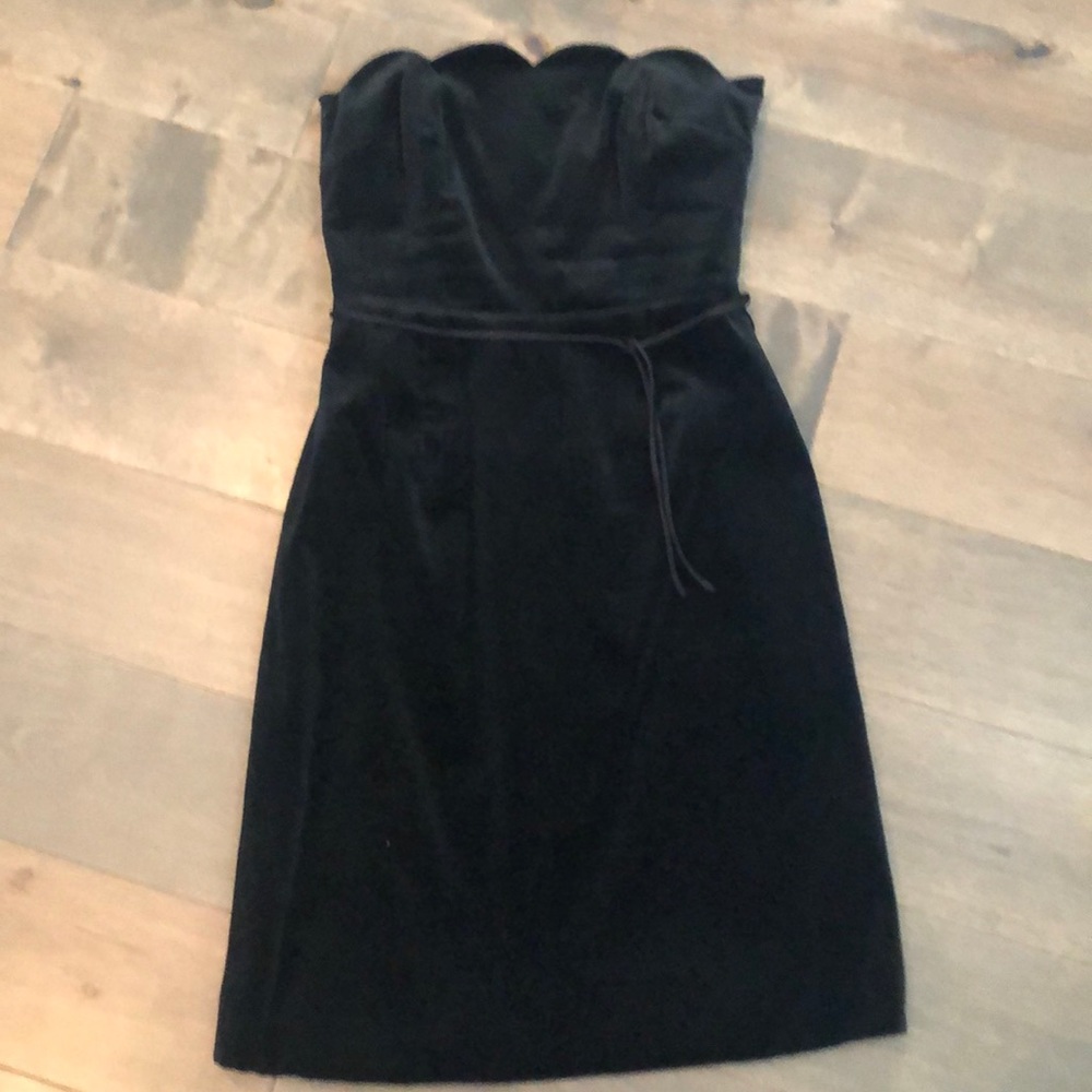 Milly black velvet strapless black dress